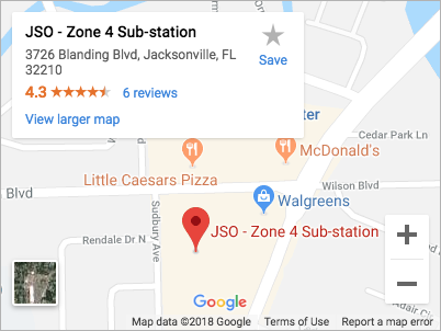 Google Maps screenshot of JSO Zone 4 Substation