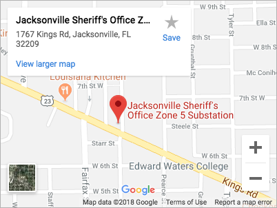 Google Maps screenshot of JSO Zone 5 Substation