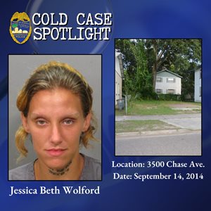 Cold Case Spotlight: Jessica Beth Wolford. Location: 3500 Chase Avenue. Date of Incident: September 14, 2014.